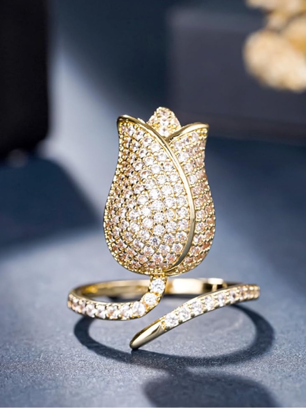Luxury Pave Tulip Wrap Adjustable Ring